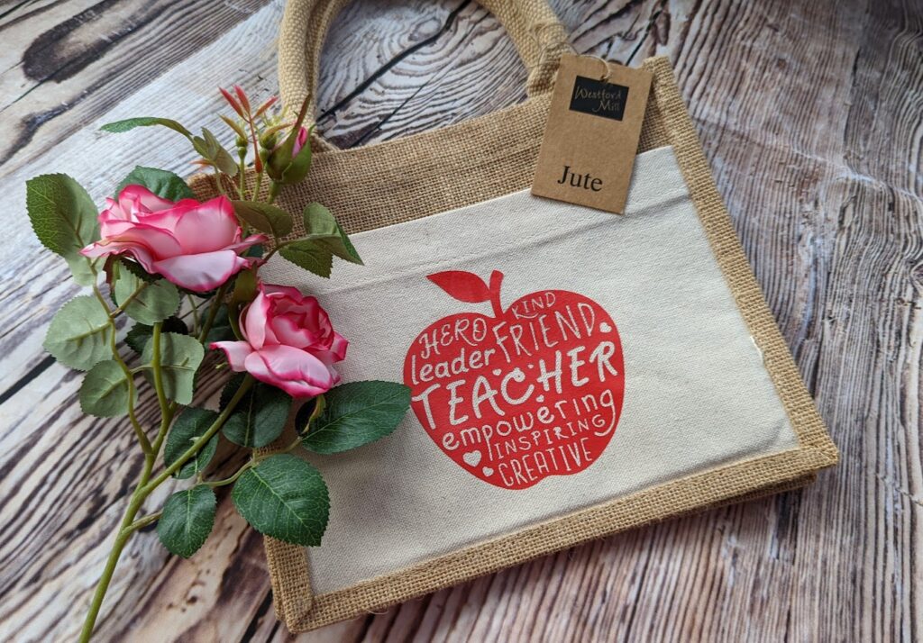 Jute Tote Bag - Apple for the Teacher