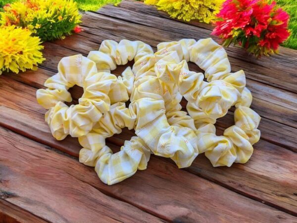 Scrunchie - Yellow Gingham with Daisies - Image 2